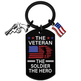 UVIBEW American Flag Keychain Veteran Day Keychains Veteran Gifts for Men The Veteran The Soldier The Hero Military Keychain for Soldiers Army Stuff