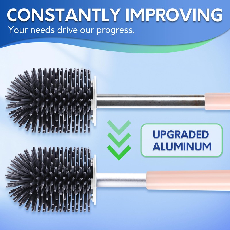 BOOMJOY Toilet Brush and Holder Set, Silicone Toilet Bowl Cleaner