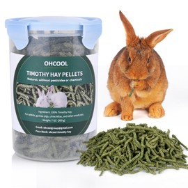 Ohcool Timothy Hay Pellets 7oz - 100% Timothy Premium Nutrition Pellet for Tortoise, Rabbits 7 oz