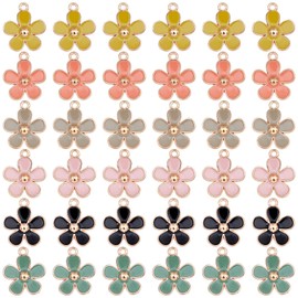 SUNNYCLUE Flower Articles, 6 Colors, 36 Pieces, Charm, Flower Alloy, Necklace, Flower Earrings, Petal Earrings, Japanese Style, Enamel, Keychain, Choker, Bracelet, Charm Charm, Accessory Parts, Basics