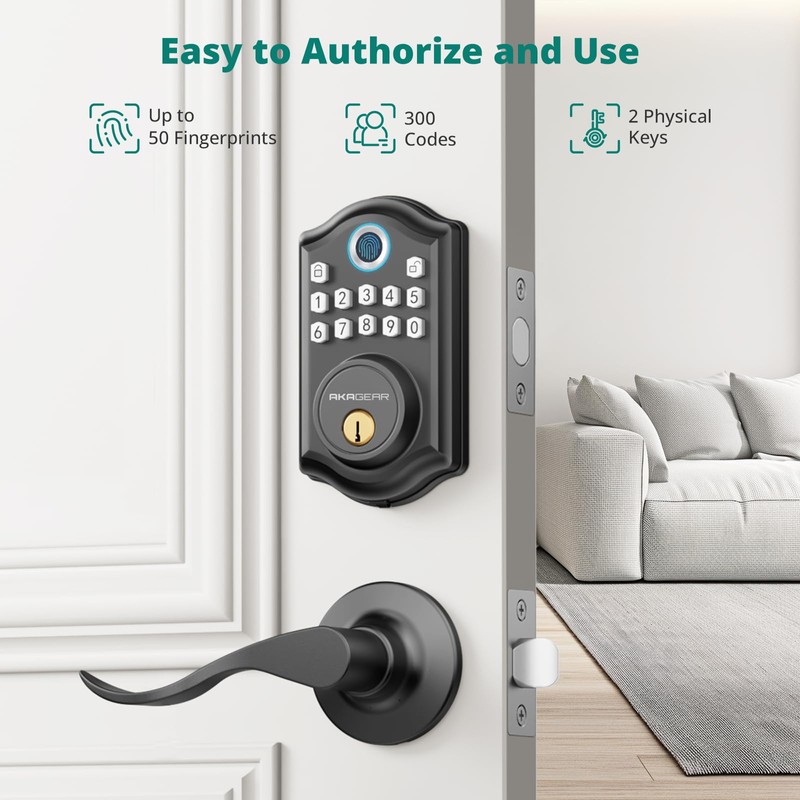 Keyless Entry Door Lock with Handle - 2 Lever Handles,