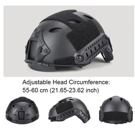 Tactical Helmet Adjustable PJ Helmet Lightweight Fast Protective for Airsoft Paintball CS Game Outdoor Sport (ADJUST-BK)