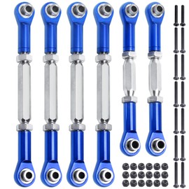 Hobbypark Steel Turnbuckles and Aluminum Camber Links Rod Ends Toe Links Set Linkage for Arrma 1/8 Typhon Mega 4x4 Option Parts (6PCS) (Navy Blue)