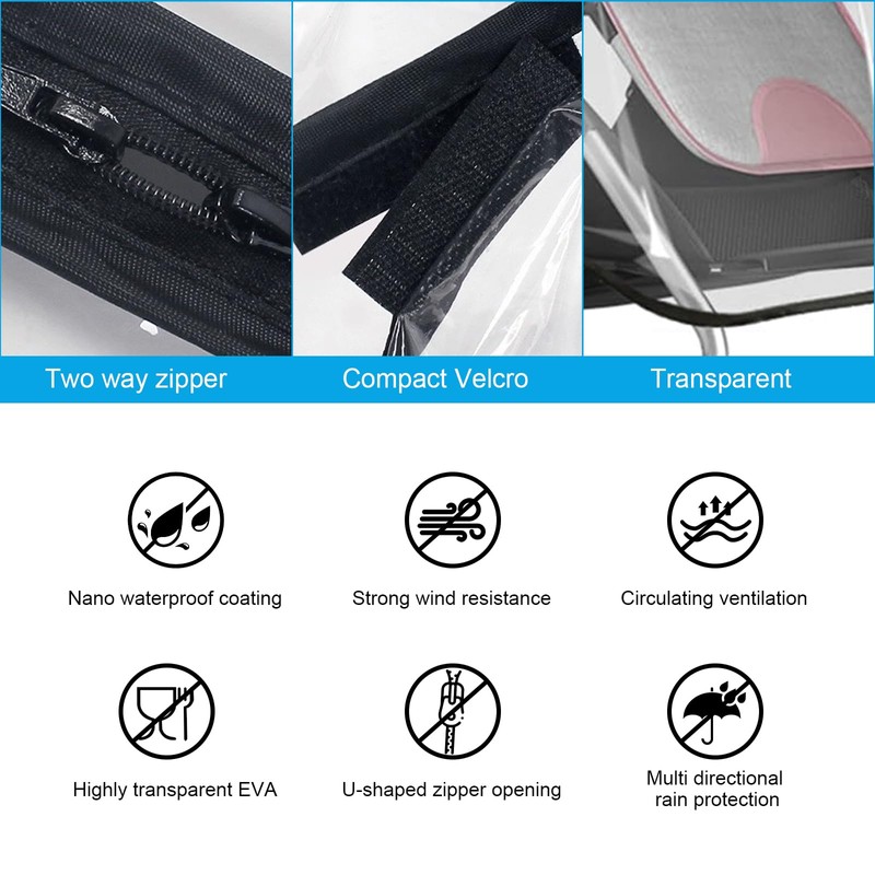 ZITUZY Rain Cover for Prams, Rain Cover Buggy, Pushchair with