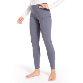 Harrison Howard Lady's Riding Breeches Full Seat Full Grip Tights for Horseback Riding Training Women's Equestrian Pants Tummy Control High Waist Design with Zipped Pockets Blue M