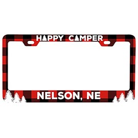 Nelson Nebraska Car Metal License Plate Frame Plaid Design