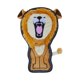Invincibles Tough Seamz Stuffingless Durable Tough Plush Toy for Dogs, Tough Squeaky Dog Toy by Outward Hound, Medium, Lion