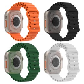 BYASKZIV Correa Compatibles con iWatch (49,45,44,42mm), Cinta Deportiva de Silicona Resistente para iWatch Ultra, SE y Series 8/7/6/5/4/3/2/1-4 Pack