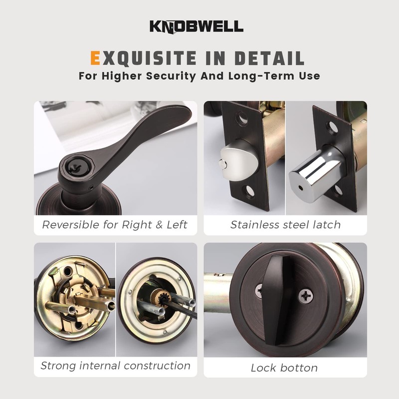 KNOBWELL 4 Pack Keyed Alike Door Lever Handle with Single