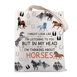 Horse Tote Bag Horse Gifts for Horse Lovers Equestrian Gifts Canvas Tote Bags Reusable Shoulder Bag for Travel Work Shopping, Horse Tote Bag, Large