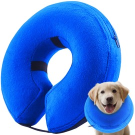 infisu Inflatable Dog Cone Collar (XL Size), Soft Blow-up Protective Recovery Collar, Pet Donut Cone, Comfy Elizabethan Collar After Surgery for Large Dog to Prevent Biting Scratching, Blue