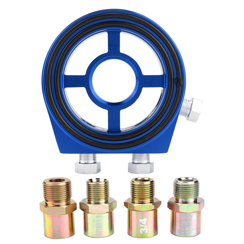 Blue Aluminum Universal Oil Filter Temperature Cooler Gauge Sandwich Plate