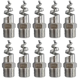 Fitvell 1/4" Male Spiral Cone Atomization Nozzle 316 Stainless Steel Dust Remove Atomized Sprayer for Gas Cooling, Fire Proof, Washing 10PCS