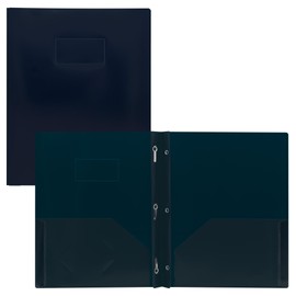 Winnable 3-Prong Plastic Report Cover Duotangs, Twin Pockets, Letter Size, Dark Blue, 3 Pack