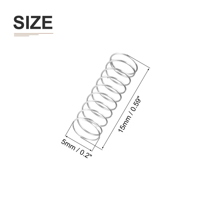 DTGN 0.3x5x15mm(DxODxL) Compression Spring - 10Pack - Good for Machinery