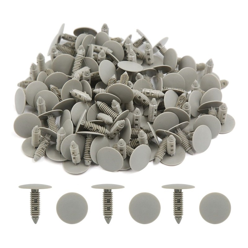 sourcingmap 100pcs Gray Plastic Push Type Fasteners Clip Rivet 8mm