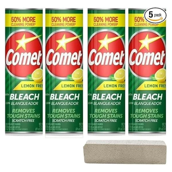 Comet Cleaner Lemon Fresh Powder- 4 Pack + Pumice Stick