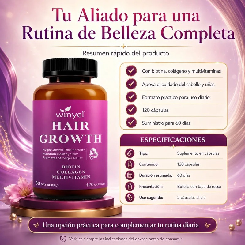 Biotina Colágeno Y Vitaminas Para Cabello 120 Caps
