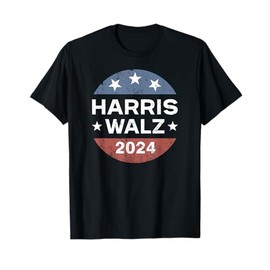 Harris Walz 2024 Vintage Button T-Shirt