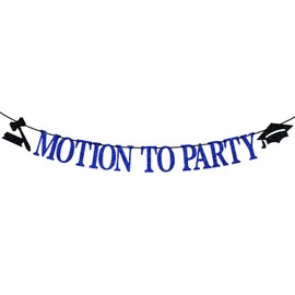 Banner de movimiento a fiesta, escuela de derecho I Survivved Law Grad, suministros de decoración de fiesta de graduación (azul y negro)