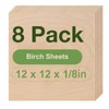 Rowood 8 Pack Birch Plywood 1/8,12x12x1/8inch,3mm Thick Unfinished Wood for