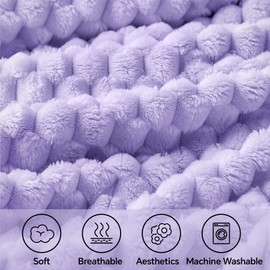 BEDELITE Fleece Throw Blanket for Couch & Bed - 3D Jacquard Decorative Lavender Blanket, Super Soft and Cozy Warm Fuzzy Blanket All Seasons Suitable, 108x90Inches