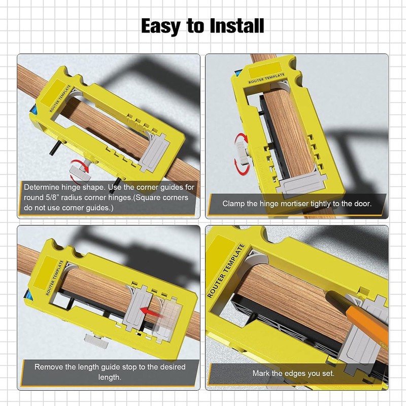 YUEHISY Adjustable Door Hinge Mortiser Kit - 3" to 5"