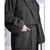 Ecolinen Bathrobe Shawl (Small-Medium, Gray), 100% Terry Cotton Robe-Unisex Bath