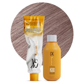 GK HAIR Global Keratin Pearl 8.12 Light Blonde Hair Color Cream Tube (3.4 Fl Oz/100ml) + 20 Volume Developer (5 Fl Oz/150ml) - Professional Permanent Long Lasting Toner Dye