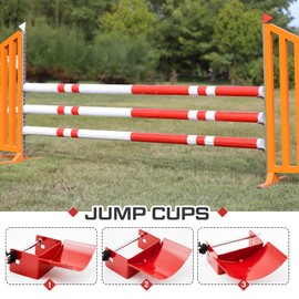 Abbylike 4 Pairs (8 Pieces) Jump Cups Metal Horse Jump Cups with Pin Fits Standards Uprights, Lightweight Durable for Hobby Horse Jumper Equestrian Activities (Red)