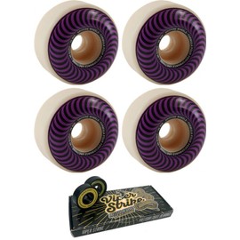 58mm Spitfire Wheels Formula Four Classic Swirl White w/Purple Skateboard Wheels - 99a with Viper Strike Skateboard Bearings 8mm Precision ABEC 7 Skateboard Bearings - Bundle of 2 Items
