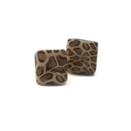 Square Stud Earrings for Women in Leopard Print, Clay Geometric Jewellery and Christmas Gifts for Her Under 10