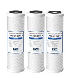 IPW Industries Inc-Carbon Block Water Filter Cartridges 1 Micron Compatible with CBR2-10R 155403-43, WHKF-DB2 & WHKF-DB1 or 34377-3 Pack