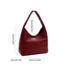 CUNGGI Tragetaschen für Damen große Umhängetasche Hobo Tote Bag aus veganem Kunstleder lässige Retro Schulterhandtasche für den täglichen Gebrauch (Rot)