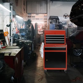 smileracing 5-Drawer 2 in 1 Rolling Tool Chest,Rolling Tool Chest with Wheels, Metal Tool Box Storage Cabinet, Detachable Top Box for Mechanics Workshop