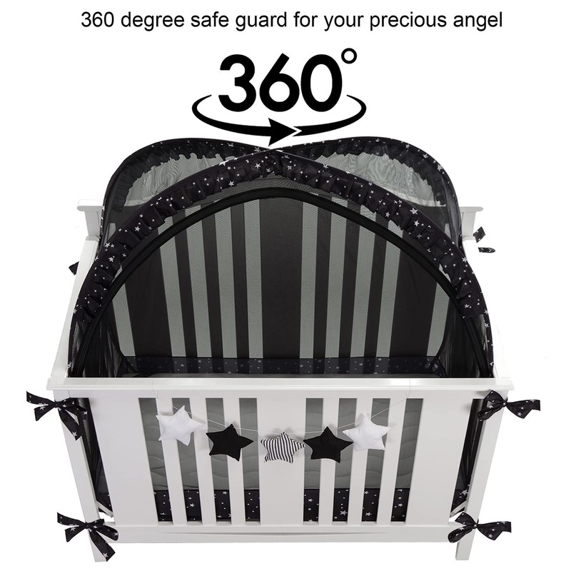 ZXPLO Safety Pop Up Crib Tent Cover to Keep Toddler
