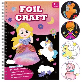 SOOVSY Foil Art Fun Kit for Kids, 2-in-1 Foil Craft & Coloring Kit, Princess & Unicorn DIY Craft Activity Kit, Creative Birthday Christmas Travel Toys Gift for Girl Boy Children 4 5 6 7 8 9 Years Old