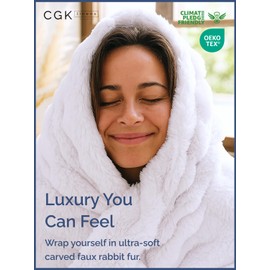 Fluffy Throw Blanket Twin Size - Faux Fur Throw for Couch or Bed - Ultra Plush Soft Extra Thick Faux Fur Rabbit Blanket - Comfy, Warm and Breathable - Luxury Minky Tie Dye Bedding - 60" x 80", White