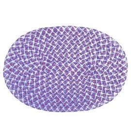 CAIT CHAPMAN HOME COLLECTION White Blue Red July 4th 12"x18"-Oval Braided Woven Polypropylene Plastic Placemats, Set of 6