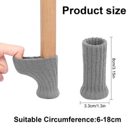 16 Pcs Chair Leg Socks with Felt Pads, Double Layered Non Slip Knitted Furniture Booties for Home School Office Library (Grey)