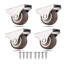 WANLIAN - Mini ruedas fijas de 1.5 pulgadas, ruedas de placa pequeña con rodamientos silenciosos, juego de 4, ruedas de goma TPE de perfi...