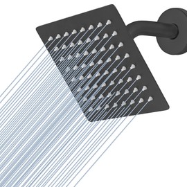 Voolan Rain Shower head, High Pressure Shower Head Made of 304 Stainless Steel, Relaxed Shower Experience Even at Low Water Flow and Pressure (6" Black)