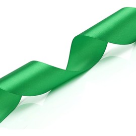 90 Meter Green Ribbon, 20mm Satin Ribbon Gift Ribbon Polyester Ribbon Green Ribbon for Gift Wrapping Bows Crafting Decoration Wedding Party Valentines Day