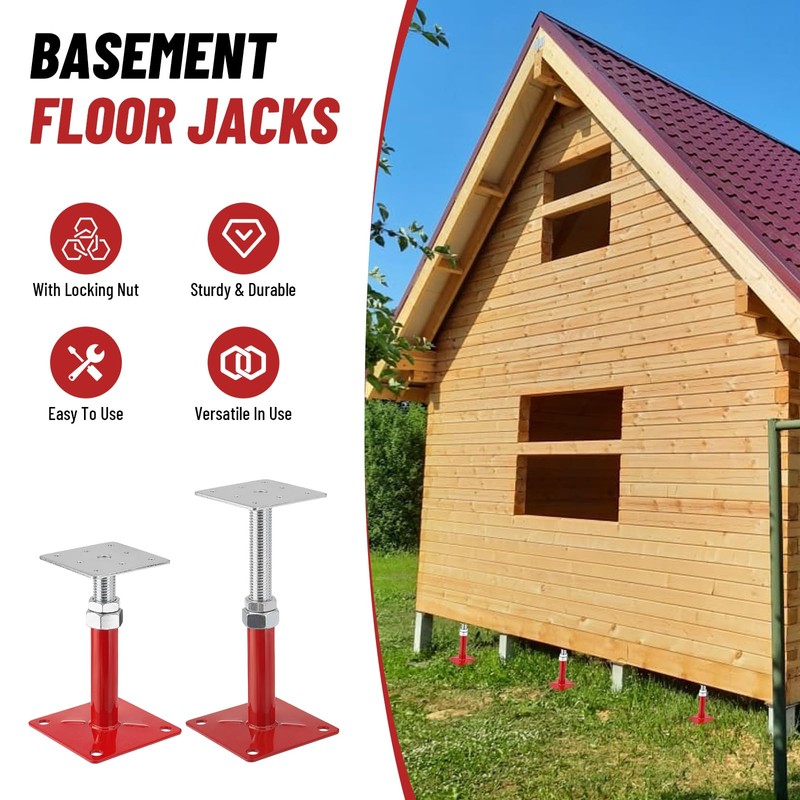TRUCFUSION House Floor Jacks, 5-8" Height Range Adjustable Screw Jacks