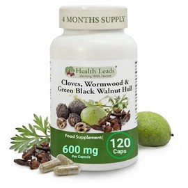 Wormwood Black Walnut and Clove Capsules 600mg Per Capsule – Triple Herbal Complex – Green Walnut Hull Extract – 120 Vegan Capsules (4 Month Supply, 1 Per Day)