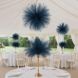 Acfruits Navy Blue Pampas Grass Wedding Decor, 115 Pcs 35 Inch Faux Pampas Grass Ball for Wedding Centerpiece Hanging or Stand Decor, DIY Crafts Party Decorations