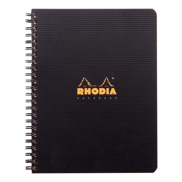 RHODIA 119910C – Spiral-Bound Notebook A5+ Black | Small Squares | 160 Removable Pages Perf. 6 Holes – Clairefontaine Paper 90 g – Polypropylene Cover (Plastic) – Rhodiactive