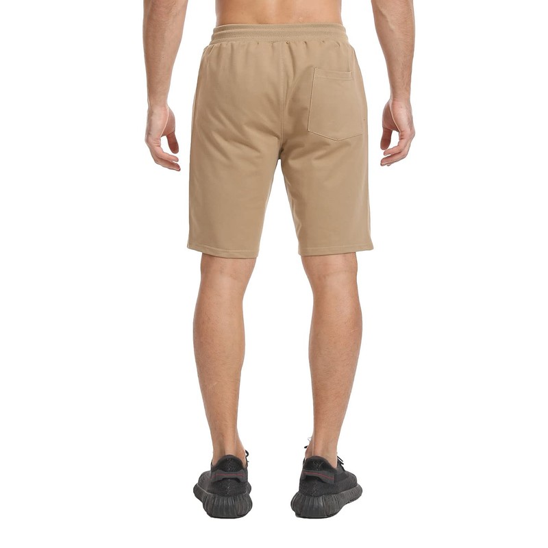 JustSun Men's Cotton Sports Shorts with Zip Pockets, khaki