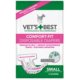 Vet's Best 12 Count Comfort Fit Disposable Female Dog Diapers, Small