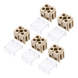 MECCANIXITY 5pcs Dual Row Terminal Block, 2 Positions 660V 24A Removable Screw Terminals Strip, Cable Barrier Block Strip for Home Appliances, Electronic Circuits, Beige